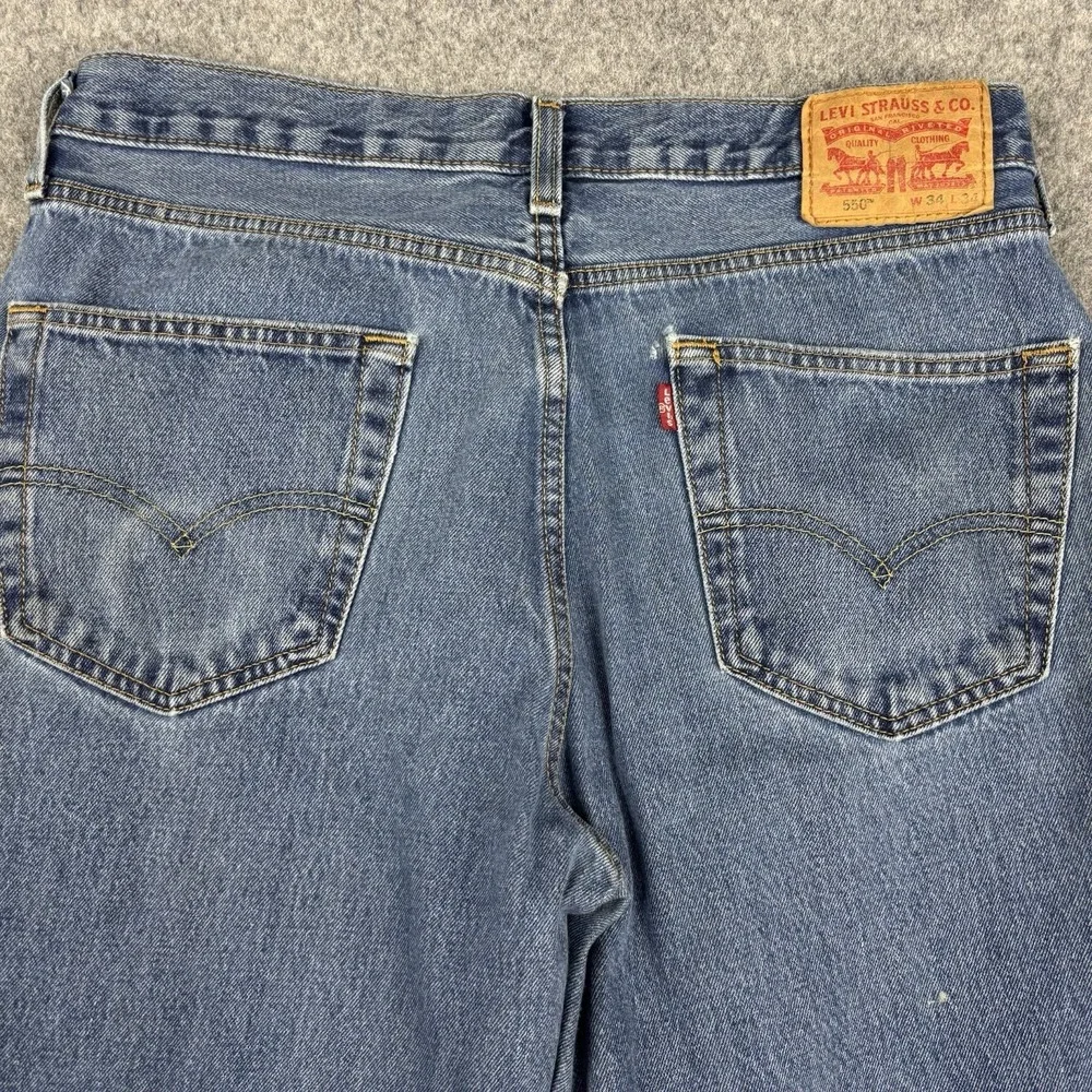 Levi's 505 Jeans‎ Mens 34x34 Straight Leg Medium Wash Work Painters Blue Denim